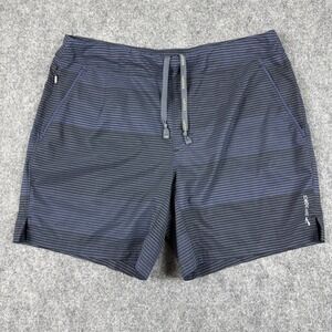 Brooks Shorts Large Black Blue Striped 7" Inseam Gym Athletic Running Men's